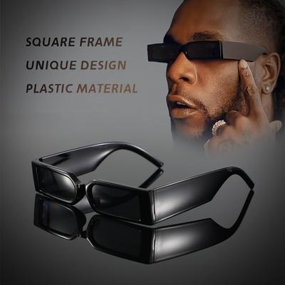 Non-Polarized Trendy Rectangle Fashion Sunglasses - Small Frame Personality Men's Wide-Leg Design for Parties & Street Style