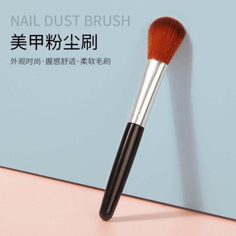 

Manufacturer Nail Art Dust Remover Blush Brush Portable Models Short Handle Single Makeup Brush Beauty Makeup Tools Highlight Brush Black tube brown fur