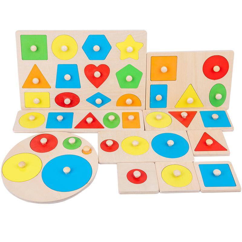 Montessori Bunte Geometrie Greifen Bord Holz Spielzeug Verriegelt Greifen Form Sortierung Bord Spielzeug Für Baby Pädagogisches Kinder Geschenke