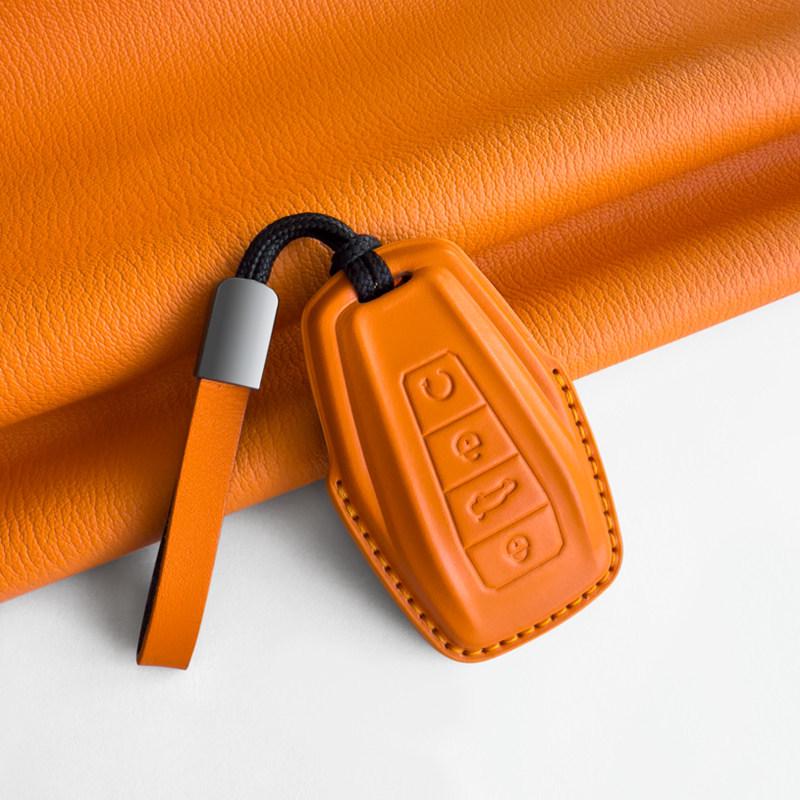 Geely Key Case Genuine Leather for 2026 Models: Xingyue L, Denim ICON, New Boyue L - Car Shell with Buckle Chain