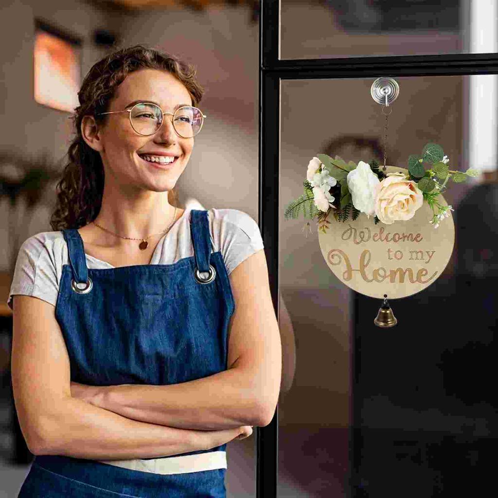 Farmhouse Sign Number Ornament Wooden Hanging Welcome Household Plaque Round Pendant