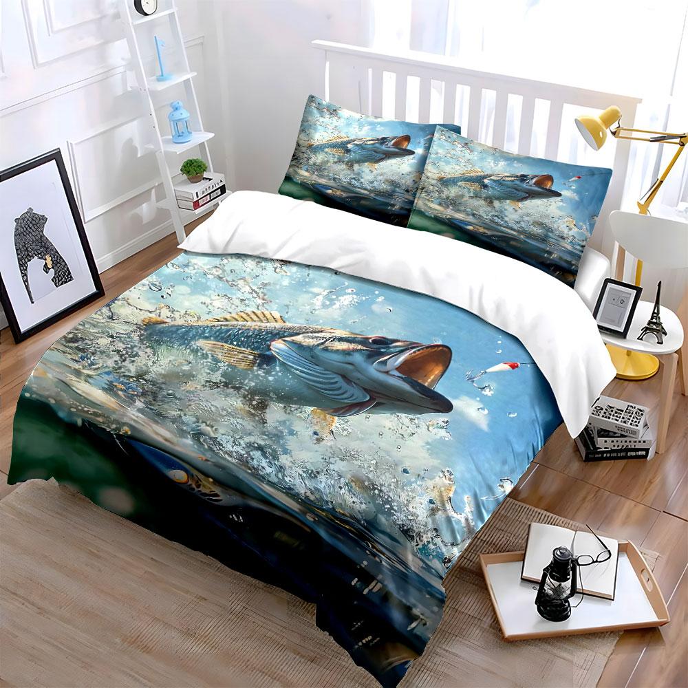 "Fishing Theme Bedding Set" Bedding Duvet Cover Set Duvet Cover Pillowcases (1 * Duvet Cover 2 * Pillowcases, without duvet insert)