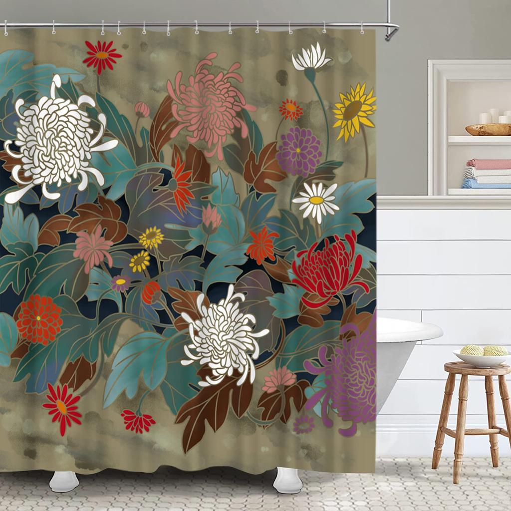 Tenda da Doccia William Morris, Set Tende da Doccia Verdi per Bagno Tessuto Pesante Tenda da Bagno Decorativa Tenda Lavabile