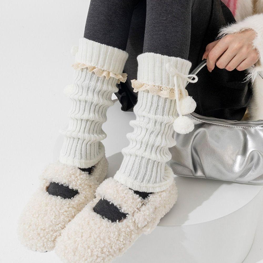 Sweet Knitted Leg Covers Y2K Women's Leg Warmers Simple JK Knee High Socks Girl