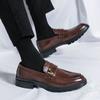 Scarpe casual da lavoro in pelle per uomo, mocassini slip-on neri, scarpe eleganti da uomo, scarpe brogue in pelle stile britannico, formali, da uomo