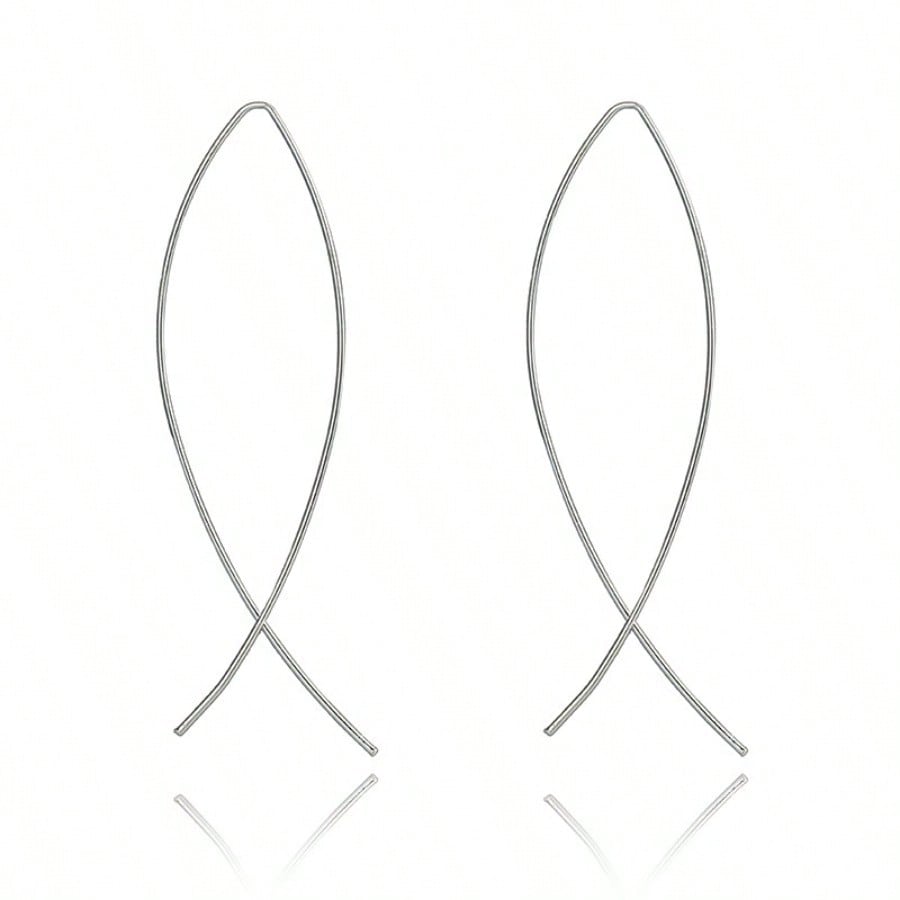 

Simple hollowed-out earrings, creative and personalized cross-metal earrings, earrings with geometric lines