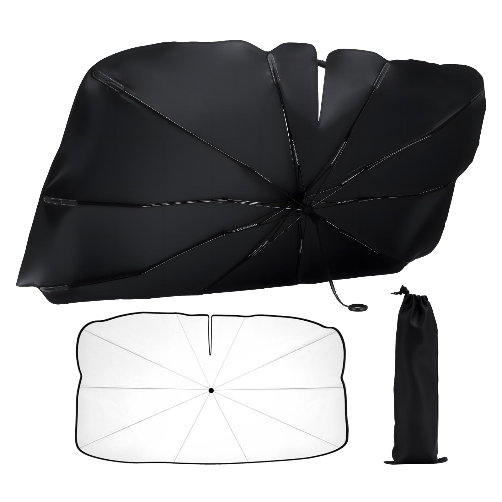 

[2025 Summer New Release, Bendable Middle Rod] Sun Shade, Car Front Sun Shade, Umbrella Black LL size (150 чёрный