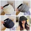Solid Color Folding Sunshade Hat Portable Sunscreen Empty Top Hat Wide Brim Visor Caps  Vacation