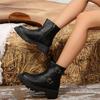 Fashion Hot Selling 2025 new Retro Women's Platform Boot Fashionable Side Zipper Shoes Anti-slip Women Ankle Boots Botines Para Mujeres