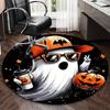 1pc Halloween Ghost with Pumpkin Coffee Cup Round Carpet, Office Chair Mat, Non Slip Rug for Home Decor, Gift, Office, Living Room, Bedroom