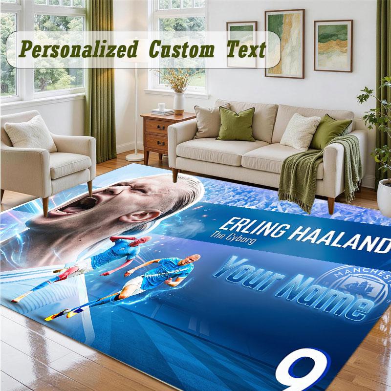 Crystal Velvet Square Rug Custom NameErling Haaland Pattern Non Slip Home Floor Decor Rug