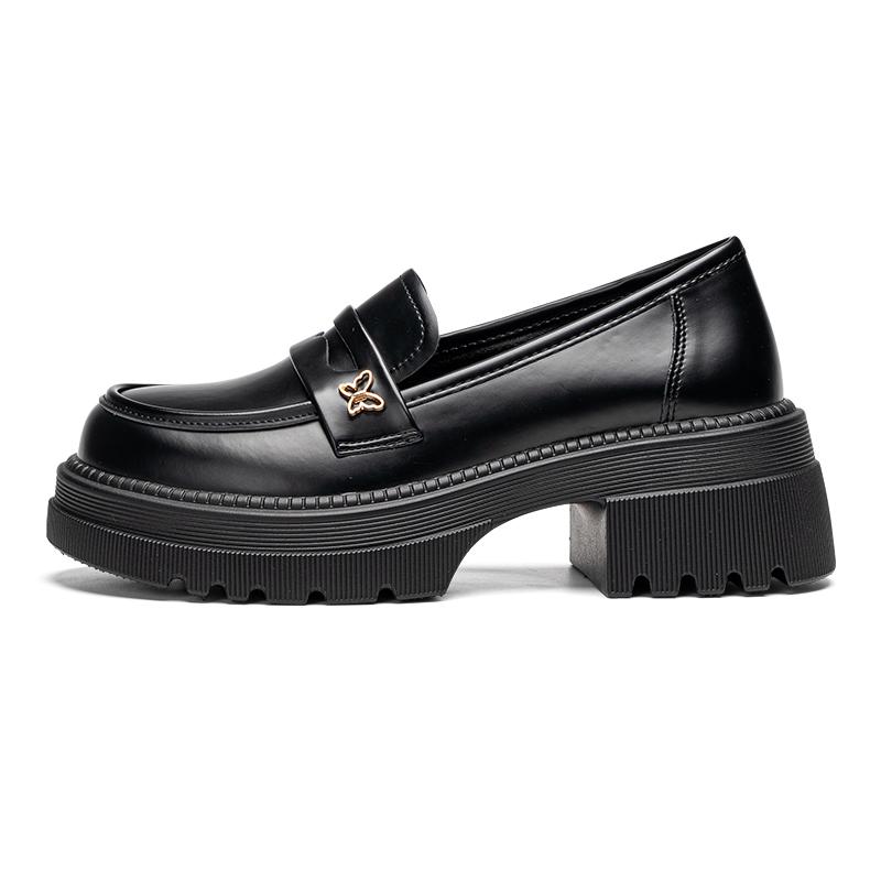 Warrior Fashion Versatile Simple Comfortable Loafers 6Cm Women Loafers Black WXP(WZ)-2222