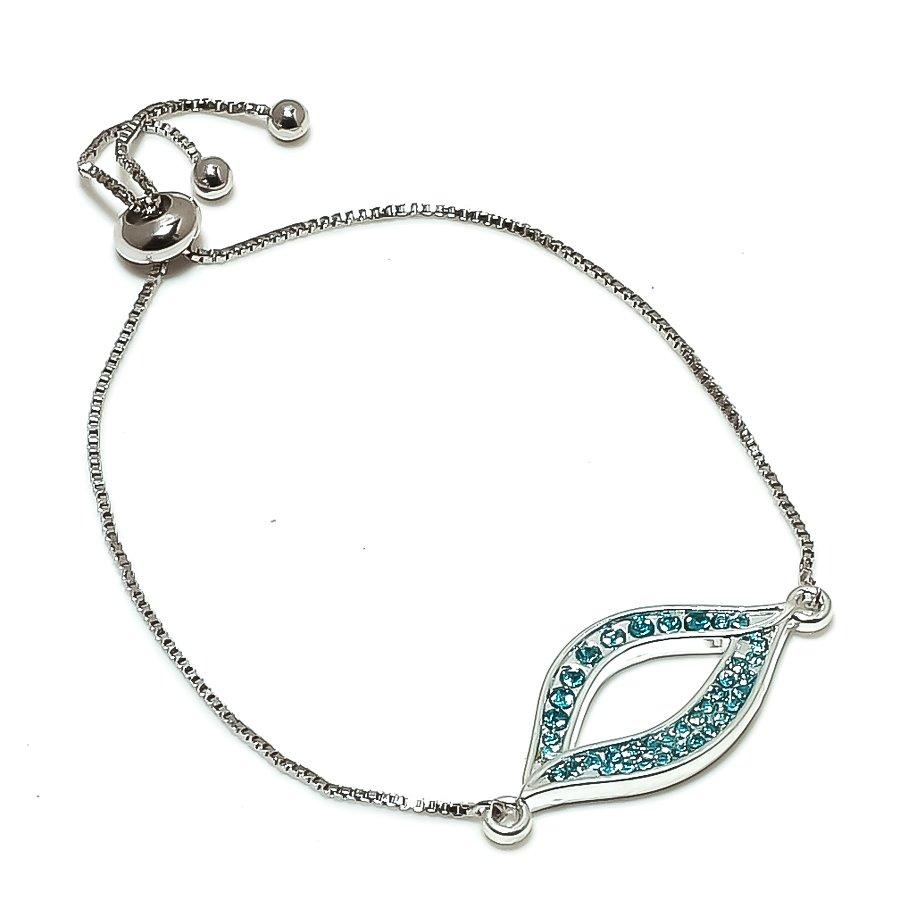 

Natural Swiss Blue Topaz Gemstone 925 Sterling Silver Bracelet 7-8 B0q19