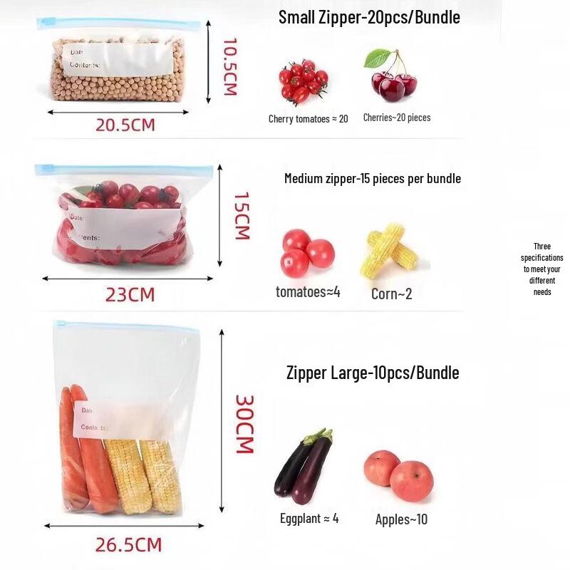 ZISIZ Food Grade Refrigerator Sealing Bags