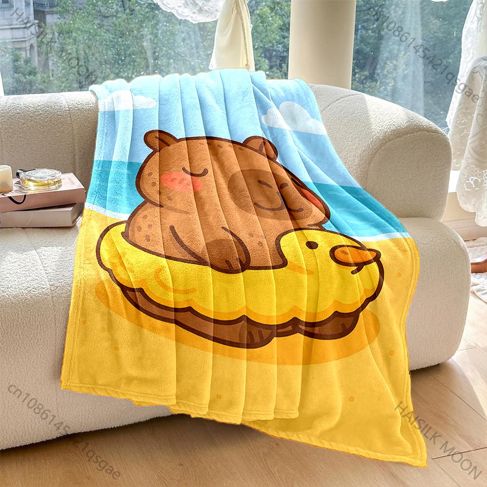 Mehrgrößen-Karikatur-Capybaras-Druck Warme und bequeme Decken für Erwachsene und Kinder Luxuriöse Geschenke für Zuhause, Reise, Camping