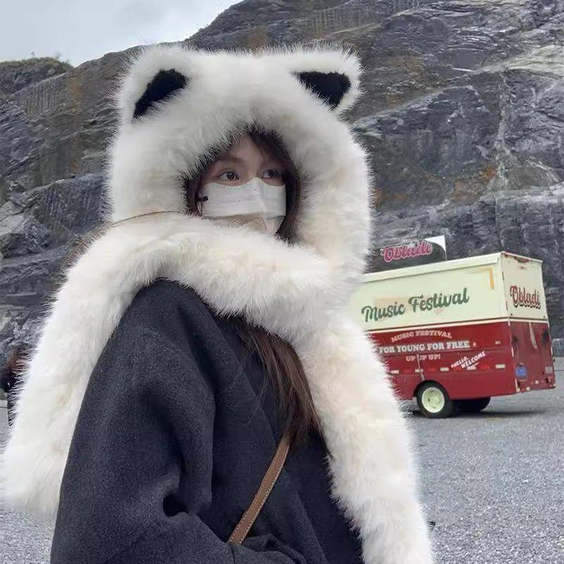 

Harbin Plush Fox Hat & Scarf Combo - Super Thick, Warm, and Cute Ear Protection for Women (Autumn/Winter) One Size
