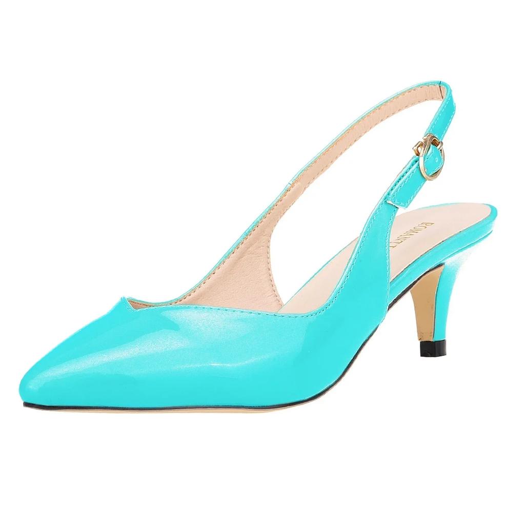 Women Sansals Summer Sexy Pointed Toe 5cm Low Heel Ladies Stilettos Daily All-match High Heels Buckle Strap Wedding Dress Shoes