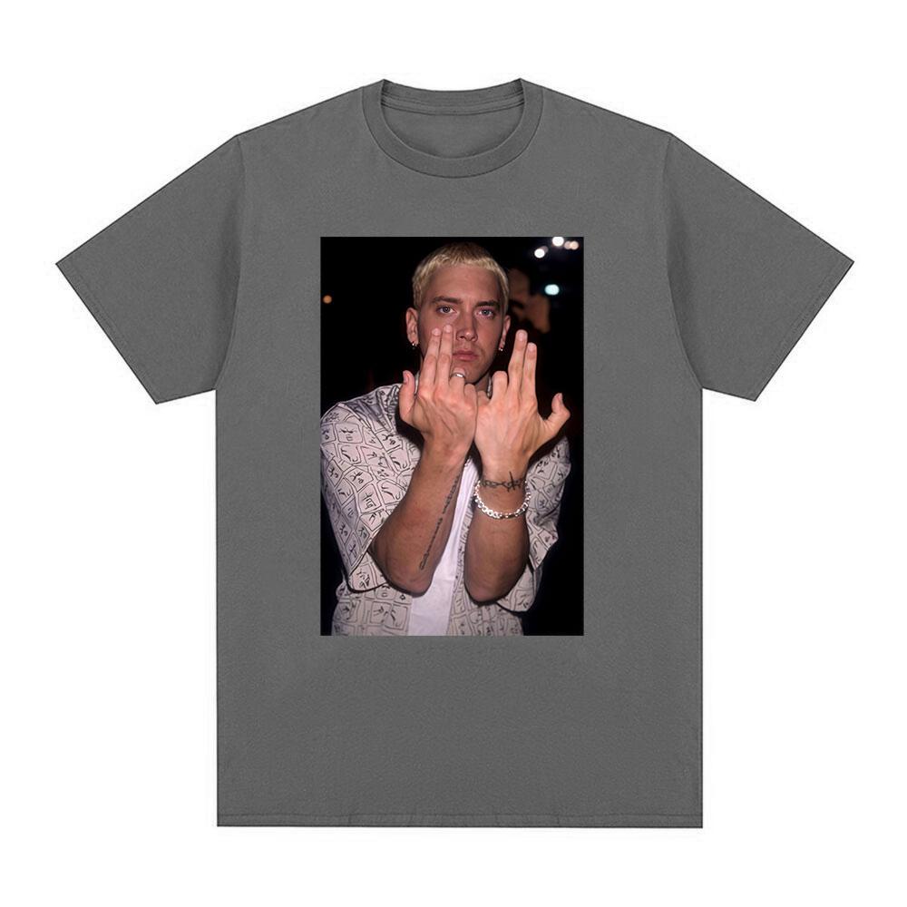 Rapper Eminem Gesture Graphic Tshirt Unisexs Women Hip Hop Fashion Short Sleeve Tshirts Summer Cotton Casual T Shirt Streetwear