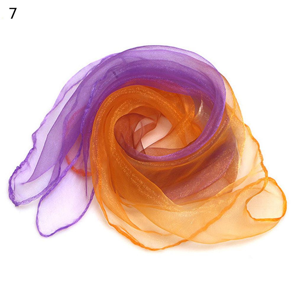 60x60CM Elegant Gradient Color Silk Scarf Women Luxury Small Square Scarf Summer Brand Performance Props Dancing Beach Scarves