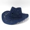 New Summer Cowboy Hat Handwoven Straw Western Vintage Breathable Lace Hollow Design Lightweight Outdoor Jazz Hat for Women Men