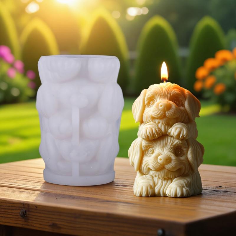 Pet Puppy Candle Silicone Mould Dog Figurine Silicone Mold For Epoxy Resin Craft Handmade Candle Soap Chocolate Baking