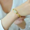 Vietnamese Jade Bamboo Leaf Bangle: Women’s Brass Gold-Plated Ancient Method Bracelet