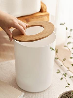 DECOVIEW White Wood Trash Can