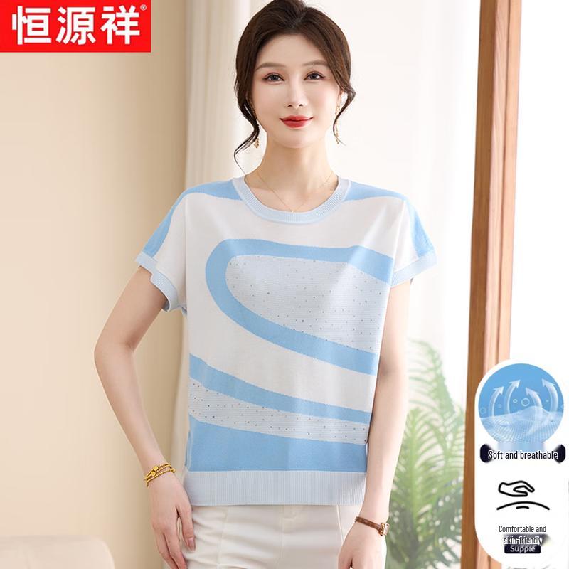 Hengyuanxiang Women's Summer Round Neck T-Shirt