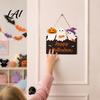 Black Orange Party Props Halloween Ghost Door Sign Cute Ghosts Wooden Hanging Wreath Rustic Happy Witch Broom Bat Sign Welcome for Home Wall