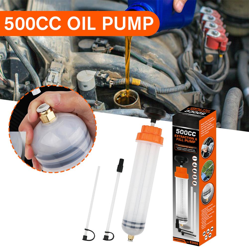 500CC Automotive Fluid Extractor Pump Efficient Vacuum Capacity Oil Inhalation Large Syringe Hose Syringes With Change Manu B3G3