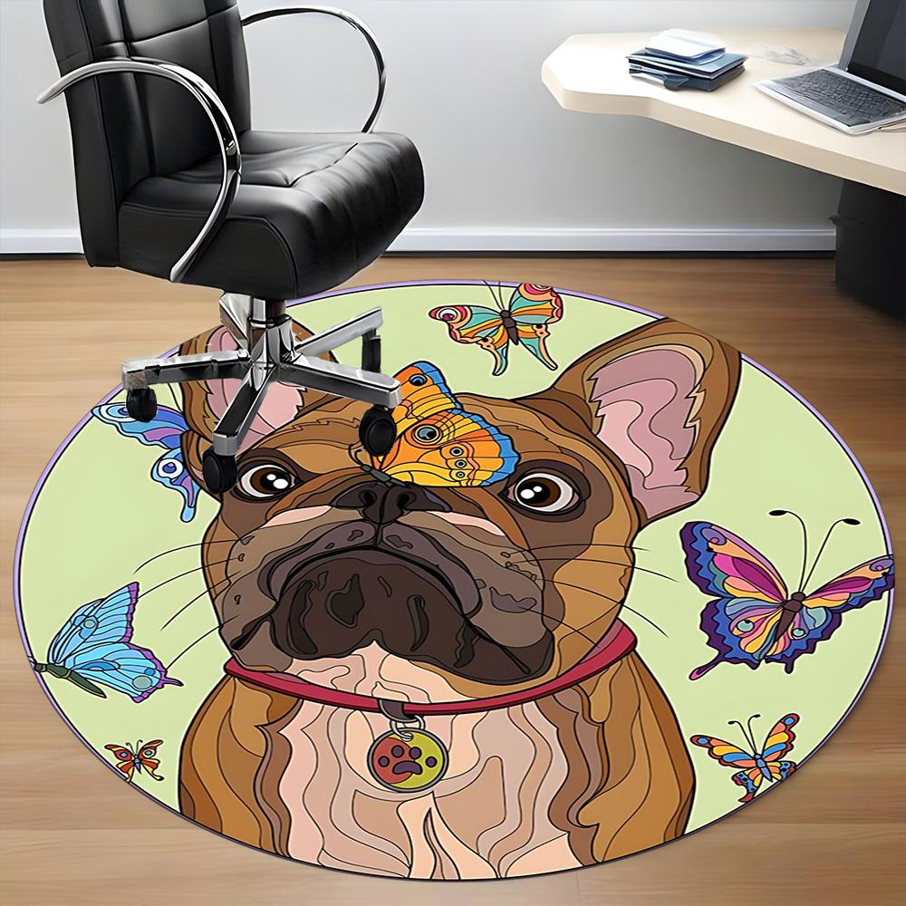 1pc French Bulldog Chair Carpet for Office, Soft Comfortable Mat For Office, Living Room, Bedroom, Machine Washable Carpet Yy251112028
