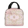 French Rococo Pink Floral Watercolor Panel Insulated Lunch Bag for Kids School Cooler Thermal Food Box Tote Lunch Boxes