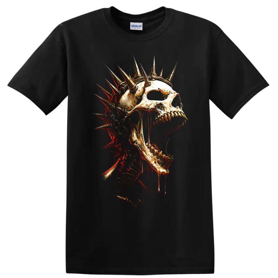 Skull T Shirt Spiked Crown Gothic Horror Skeleton Grunge Art Graphic Dark Tee