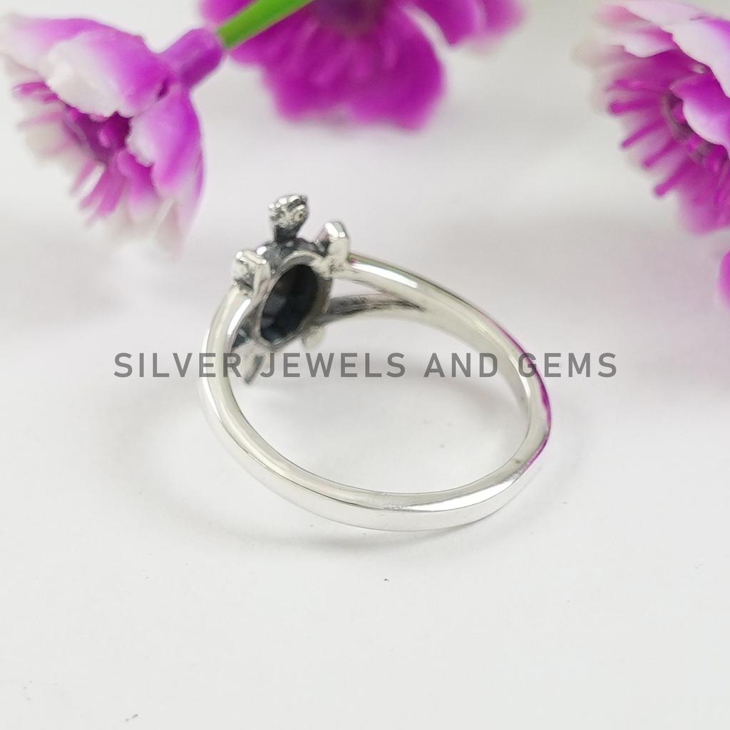 925 Sterling Silver Turtle Ring: Handmade Boho Tortoise Jewelry