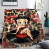 1PC betty boop Print Flannel Blanket, High quality Comfortable for All Seasons, Home Decor, Warmth and Comfort, Perfect for Christmas Gifts
