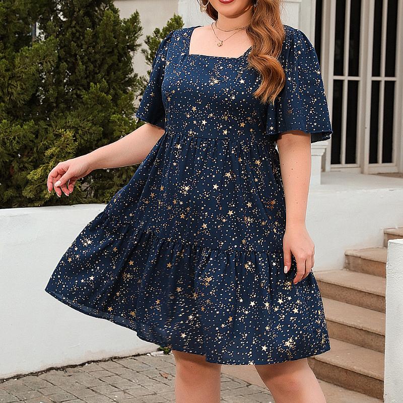 

GMXIA Плюс Размер Женские Горячие Золотые Печатные Повседневные Свободные Платья Коктейльные Вечерние Элегантные Платья XL синий