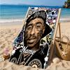 Custom Name RIP Tupac: Legacy Lives Heart In Space Adventure Microfiber Beach Towel, Lightweight for Summer Travel, Swimming Pool Fan Gift