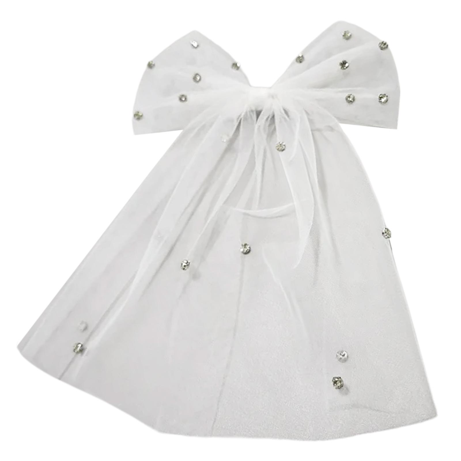 

Элегантная заколка-вуаль с бантиком из страз для невест и подружек невесты, заколка для волос с бантами, украшение для волос для свадеб и выпускного вечера A