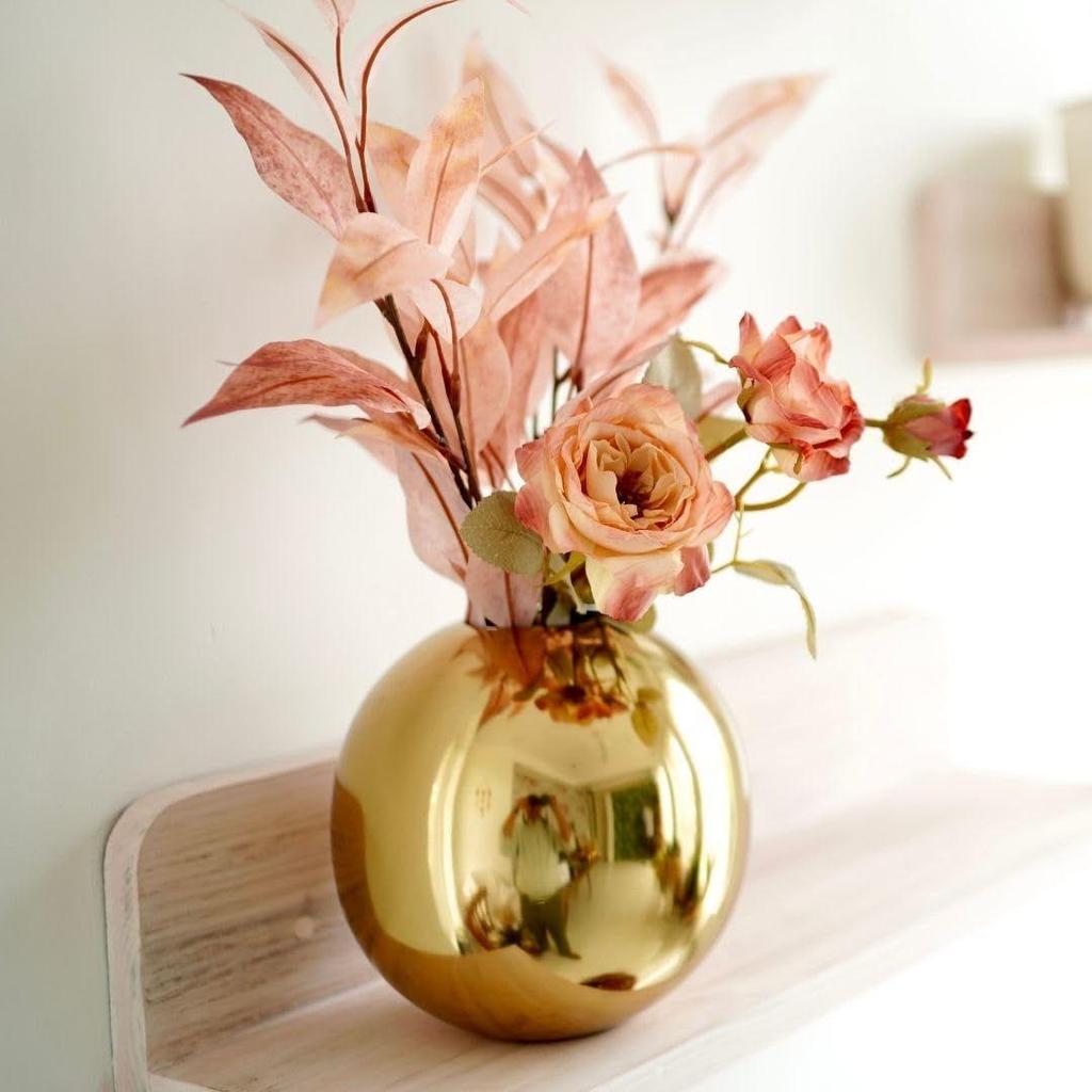 Metal Ball Round Flower Vase for Home Decor|Table Decorative Item for Bedroom Living Room Office Wedding | Best Gift