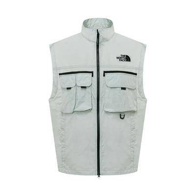Logo Stand Collar Zipper Sleeveless Vest Men Vest Cool-Gray NV3LR01L