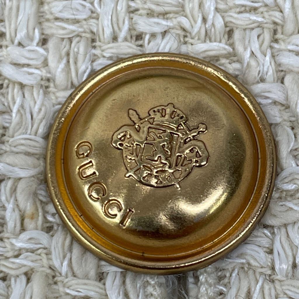 GUCCI 674332 Beige Gold Button Collarless Tweet Jacket Jacket 36 beigeUsed