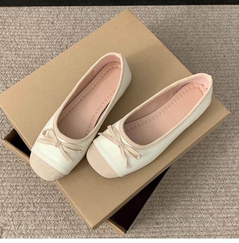 Shallow mouth simple French retro flat bottom Mary Jane shoes women's 2025 new spring and autumn soft sole one pedal Shallow mouth single shoes