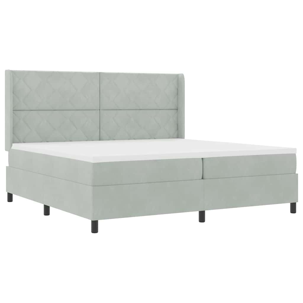 Boxspring Bed with Headboard Light Grey 200 X 200 Cm Velvet