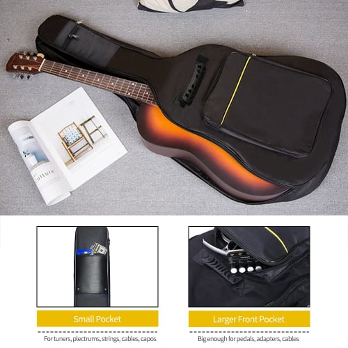 Mdvora Guitar Bag - 1/2/3 Pack Gig Bag, 38-41 Inch Electric & Acoustic Guitar Case, Waterproof Oxford Cloth, Two Pockets, 1 Pack, Classic Style.