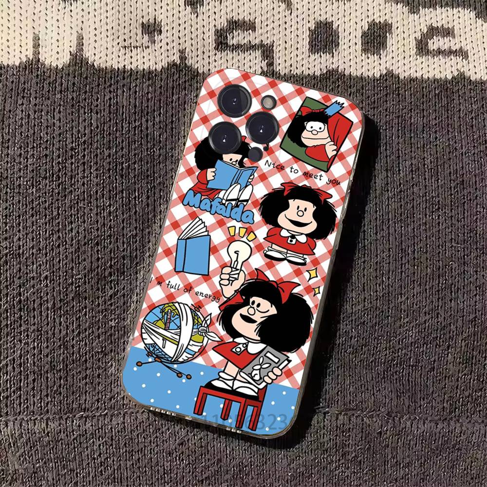 Funny M-Mafalda Phone Cases For iPhone 17 16 15 14 13 12 11 Pro Max Plus Luxury Camera Protection Plastic