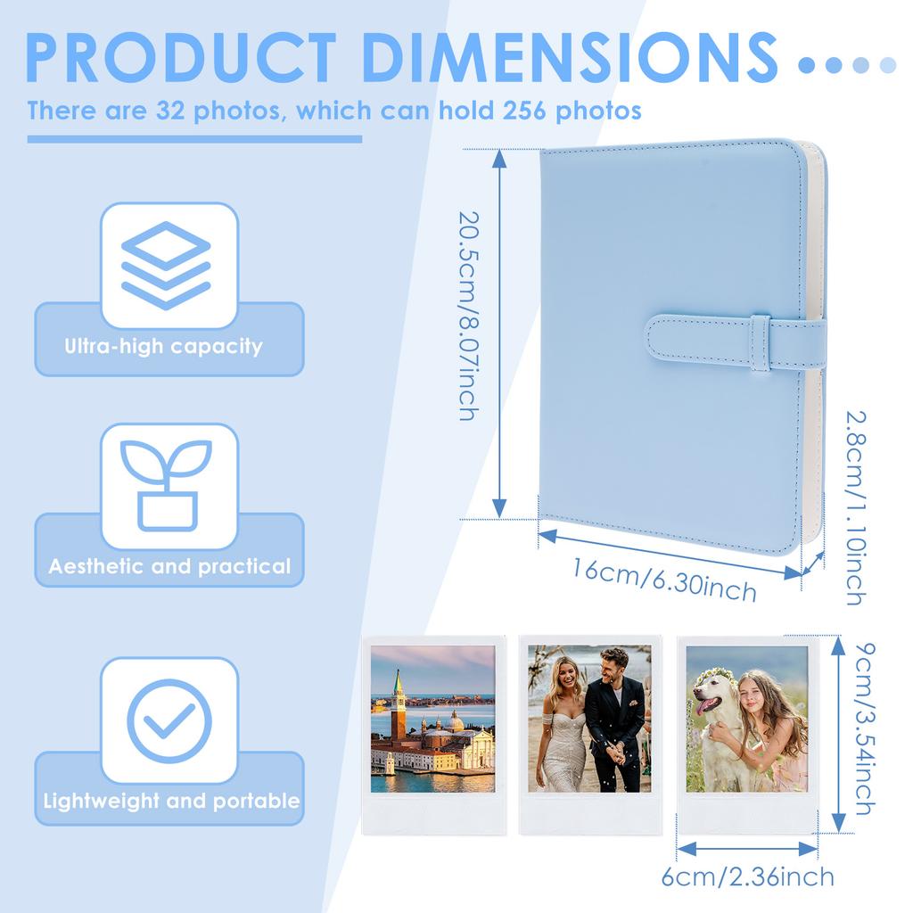 256 Fächer Mini Fotoalbum PU-Leder Einband Fotoalbum Buch Tragbar Große Kapazität Brieftasche Fotoalbum Ordner Fotokartenhalter