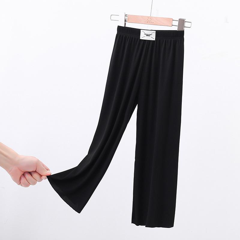 Summer Ice Silk Girls Panst Kids Casual Solid Trousers Children Clothes Mid Elastic Waist Drawstring Wide Leg Pants