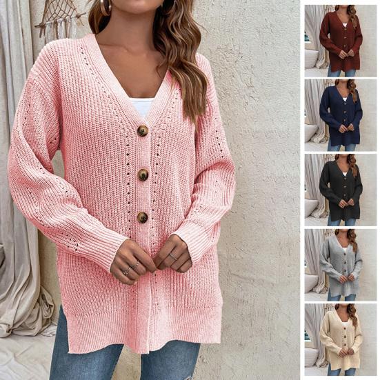 

Женский трикотаж, полые ребристые модные осенние манжеты, универсальный женский вязаный кардиган, свитер, верхняя одежда