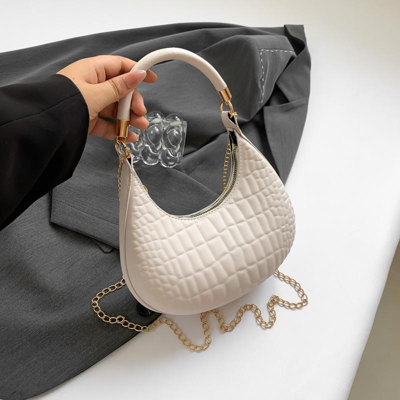 Einfarbige Temperament-Damentasche 2025 Trend Koreanische Version Sommer Neue Lässige Achseltasche Lässige Schulter-Sichelmondtasche