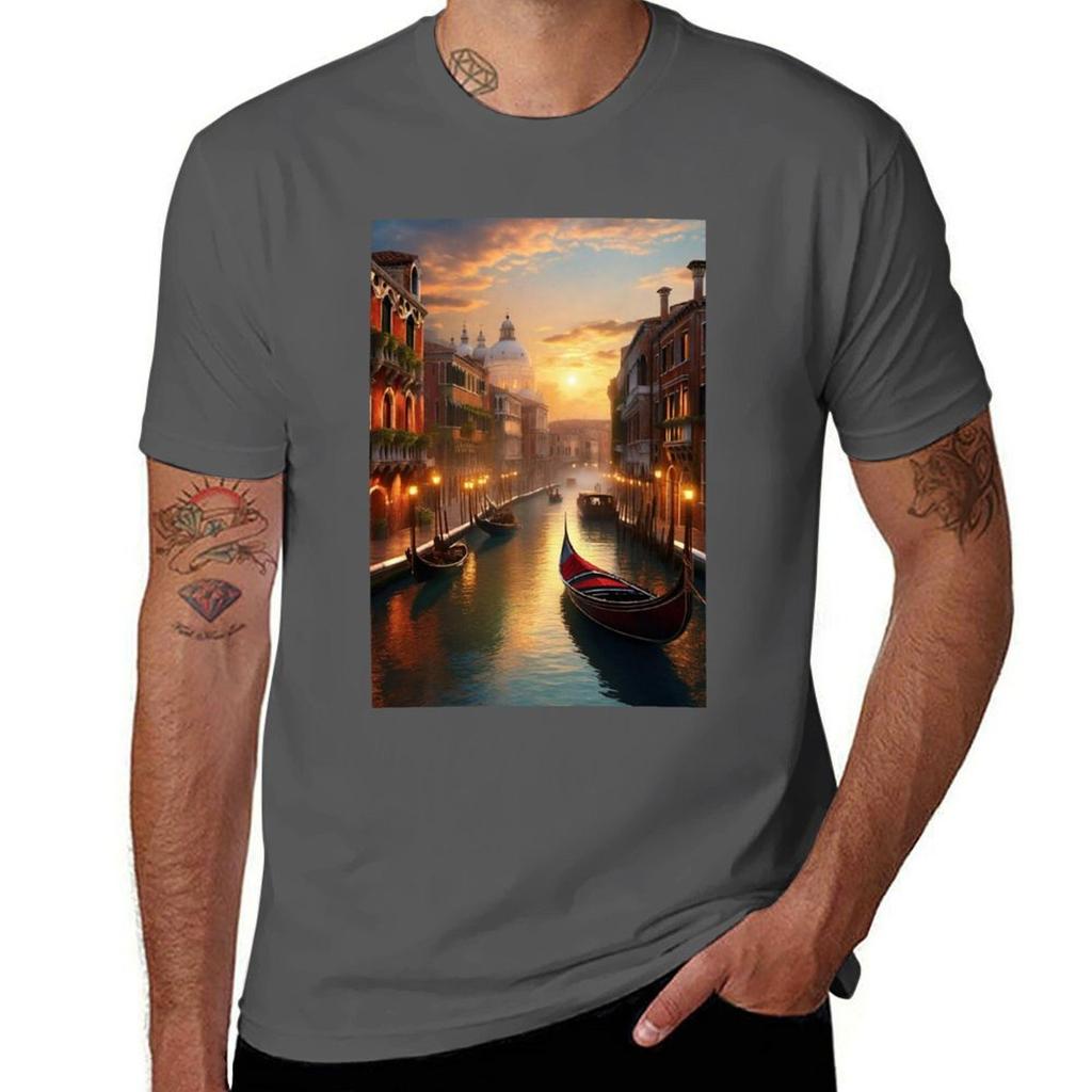 Picturesque Gondolas In The Canals Tshirt Plus Size Nonshrink Tshirt